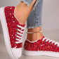Sequin Round Toe Flat Sneakers - DAVERRI FASHIONS