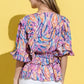 And The Why Printed Lantern Sleeve Blouse - DAVERRI FASHIONS