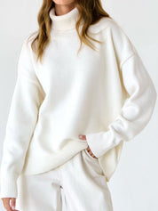 Turtle Neck Dropped Shoulder Sweater | Sweaters Daverri Fashions