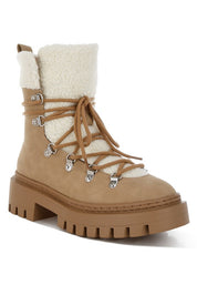 Tan Omul Fleece & Faux Leather Boots | Boots Daverri Fashions