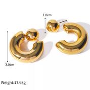 18K Gold-Plated C-Hoop Earrings | Earrings Daverri Fashions