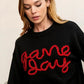 BiBi Game Day Metallic Letter Sweater - DAVERRI FASHIONS