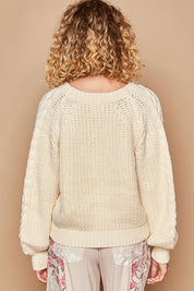 POL Cable Knit Cutout Long Sleeve Sweater | Sweaters Daverri Fashions