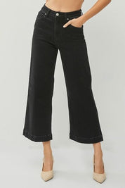 RISEN Full Size High Rise Wide Leg Ankle Jeans Plus Size Black