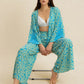 Open Front Printed Top and Pants Set - DAVERRI FASHIONS