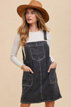 Annie Wear Wide Strap Denim Overall Dress with Pockets - DAVERRI FASHIONS
