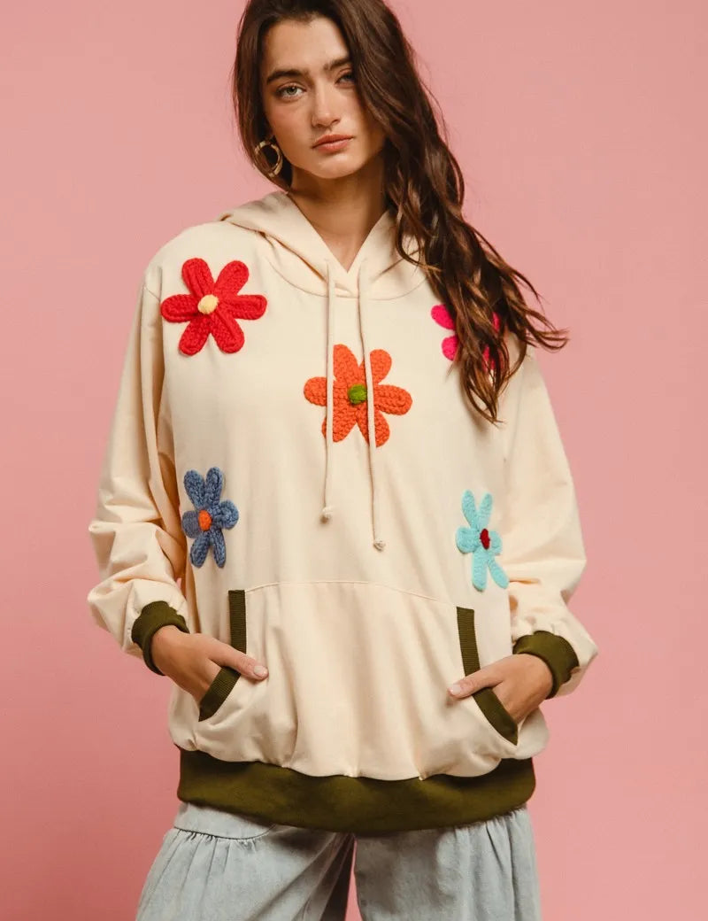 BiBi Patched Hoodie Top | Tops Daverri Fashions