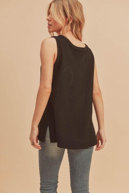 Aemi + Co V-Neck Wide Strap Tank - DAVERRI FASHIONS