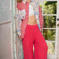 POL Patchwork Plaid Button-Up Shirt with Contrast Pockets Shirts