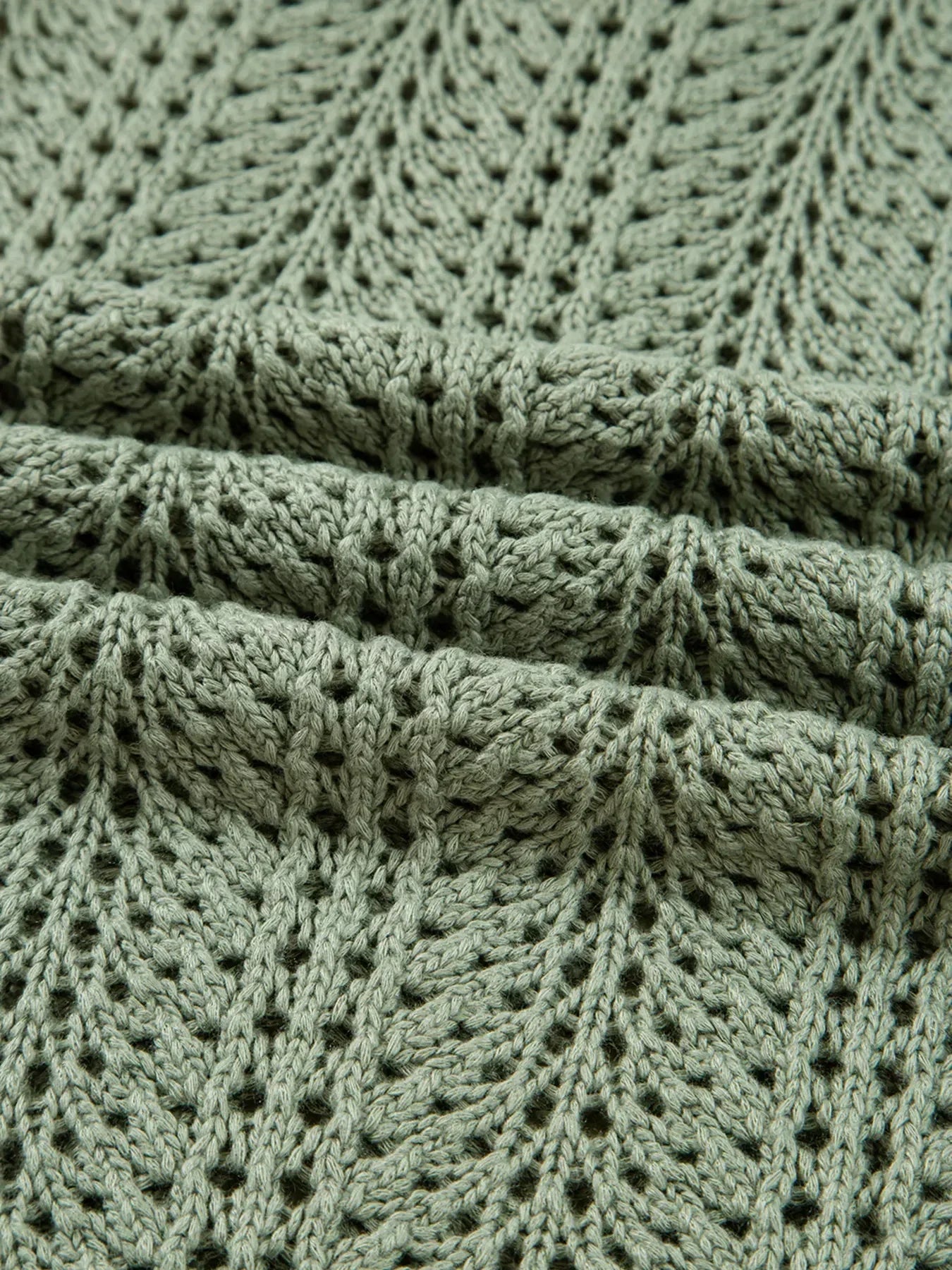 Scalloped Edge Eyelet Knit Batwing Sleeve Cardigan - DAVERRI FASHIONS