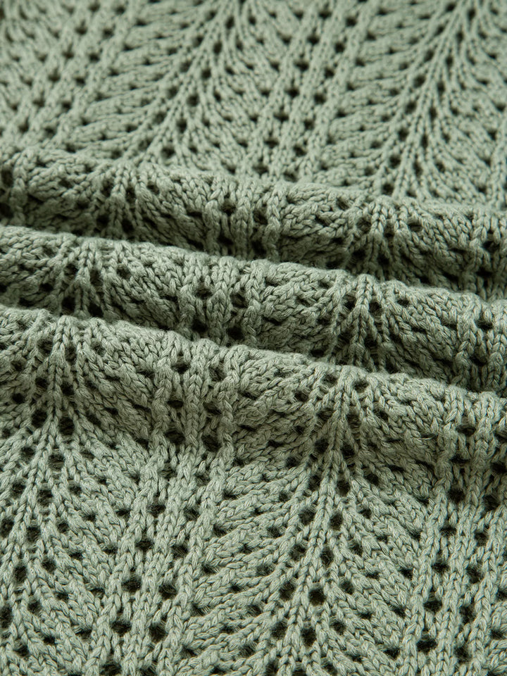 Scalloped Edge Eyelet Knit Batwing Sleeve Cardigan | Cardigans Daverri Fashions
