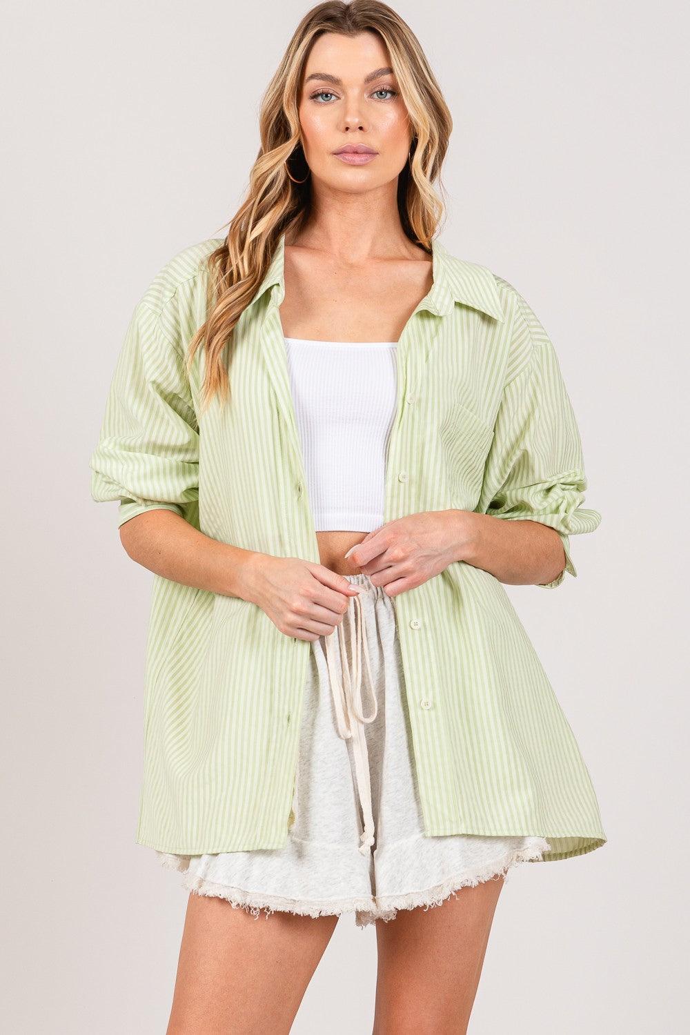 SAGE + FIG Striped Button Up Long Sleeve Shirt Shirts