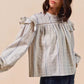 SO ME Floral Cotton Print Ruffled Long Sleeve Blouse - DAVERRI FASHIONS