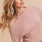 Aemi + Co One Shoulder Long Sleeve Knit Top - DAVERRI FASHIONS