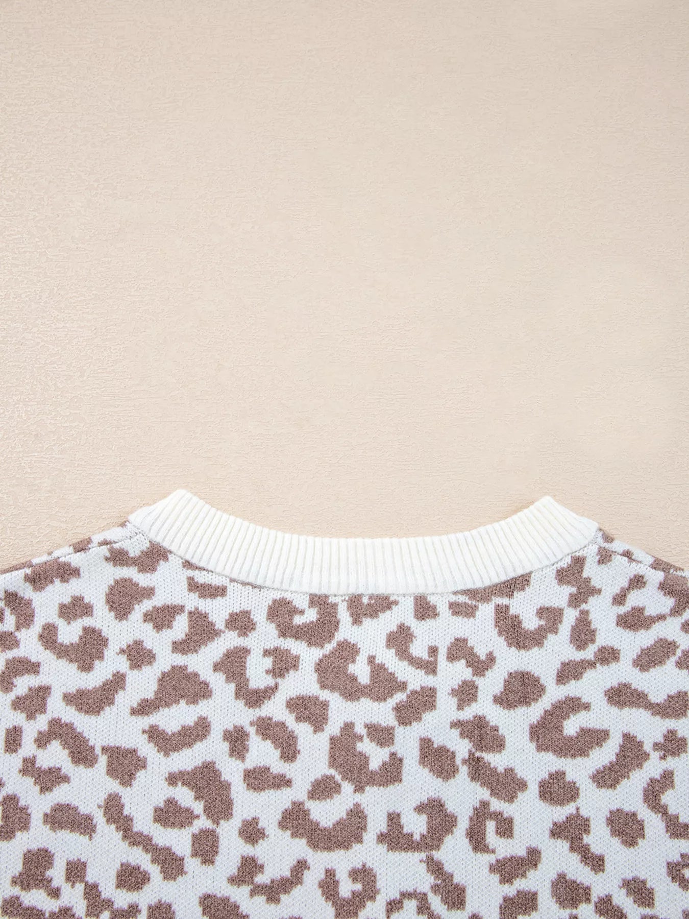 Leopard Drop Shoulder Chunky Knitted Cardigan | Cardigans Daverri Fashions