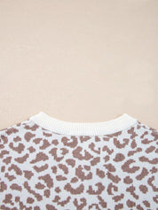 Leopard Drop Shoulder Chunky Knitted Cardigan | Cardigans Daverri Fashions