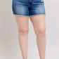 Judy Blue Full Size V-Front Denim Shorts with Shield Pockets Plus Size