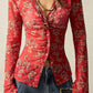 Floral Button-Front Shirt with Bell Sleeves - DAVERRI FASHIONS