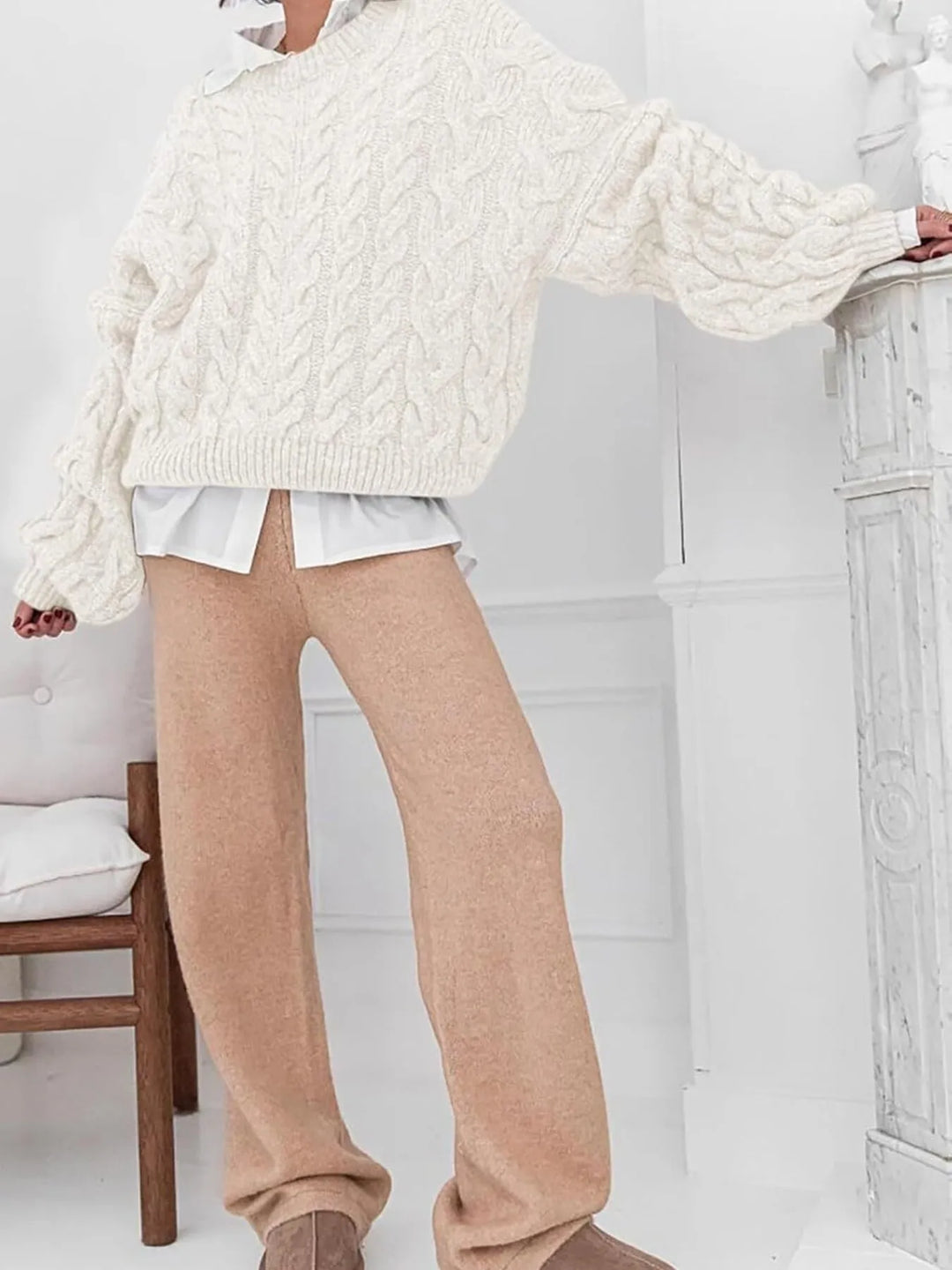 Cable Knit Long Sleeve Sweater | Sweaters Daverri Fashions