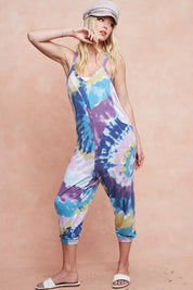 BiBi Tie Dye Knit Mid-length Casual Jumpsuit | Jumpsuits Daverri Fashions