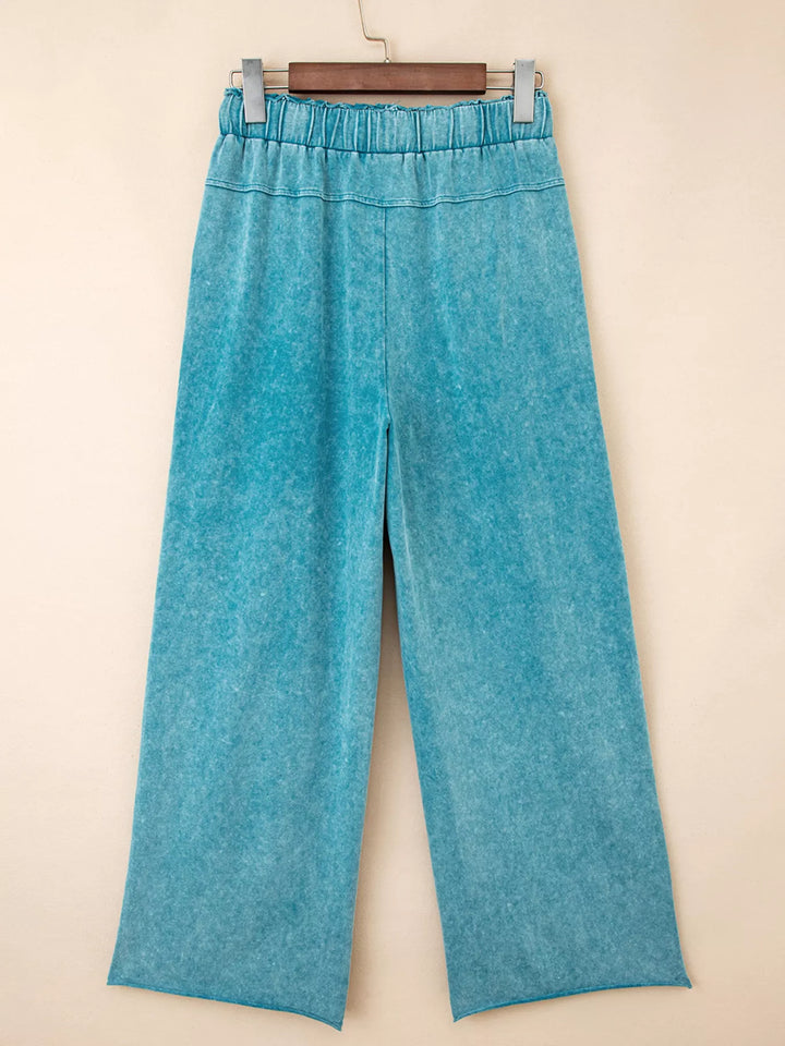 Mineral Wash High Waist Patched Pocket Pants | Pants Daverri Fashions