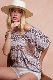 BiBi Leopard Stripe Printed Jersey T-Shirt | Daverri Fashions