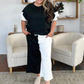 Double Take Full Size Texture Contrast T-Shirt and Wide Leg Pants Set Outfit Sets