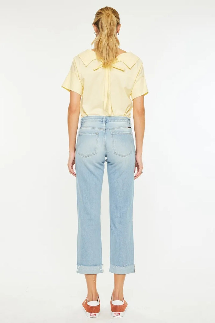 Kancan Mid Rise Distressed Boyfriend Jeans Jeans