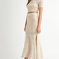 MABLE Pointelle Short Sleeve Crop Top and Slit Skirt Sweater Set