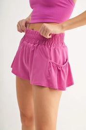 MONO B Smocked High Waist Shorts | Daverri Fashions