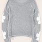 Dulce Big Flower Hollowed Knit Drop Shoulder Sweater Sweaters
