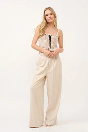 And The Why High-Rise Wide Leg Linen Blended Pants | Daverri Fashions