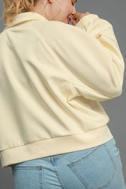 Umgee Full Size Half Zip Cropped Sweatshirt Plus Size | Daverri Fashions