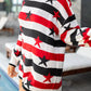 Daverri Stars and Stripes long sleeve sweater with red white black stripes stars