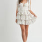 MABLE Floral Print Shoulder Tie Layered Mini Dress