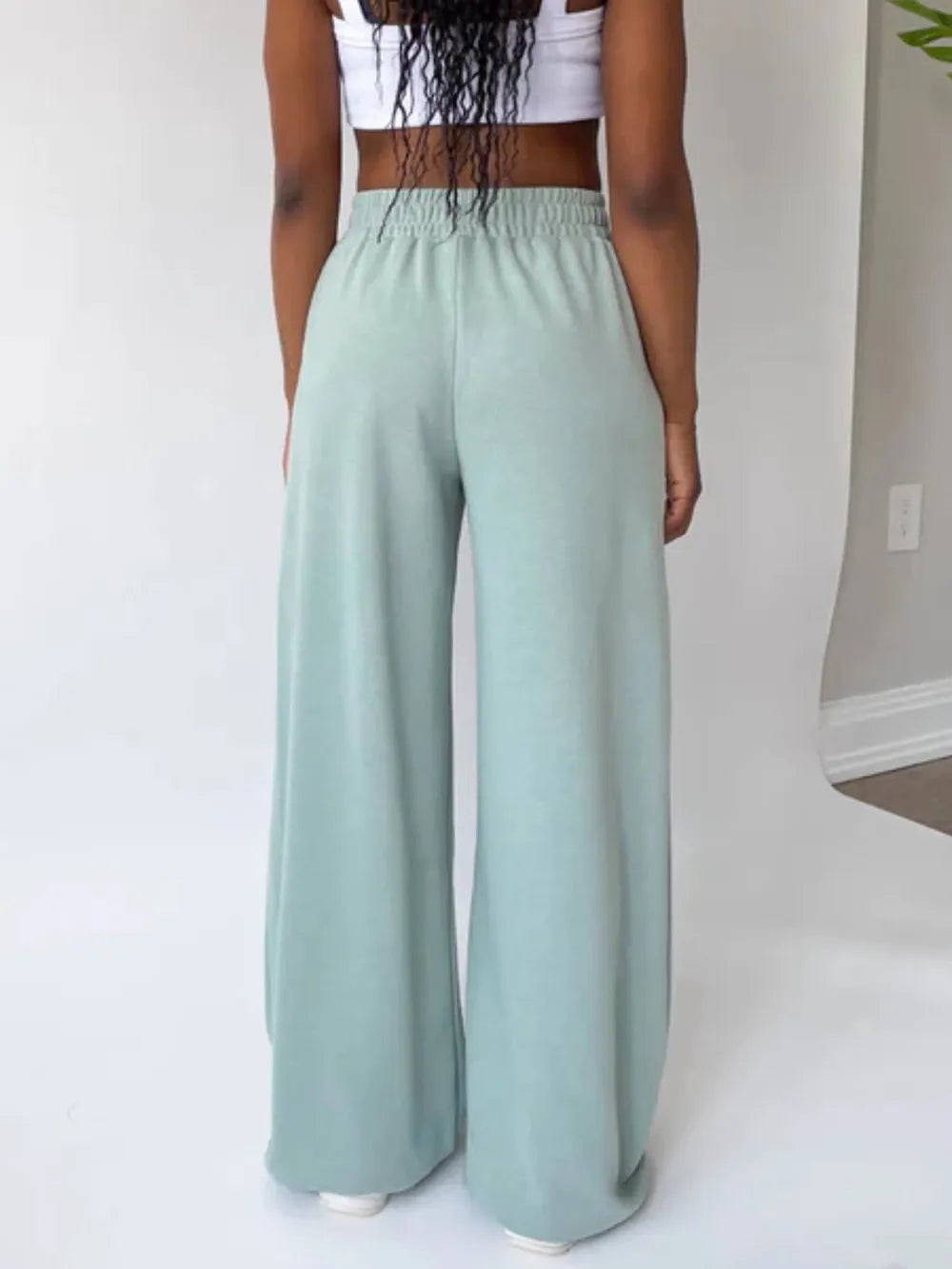 Elastic Waist Wide Leg Pants | Pants Daverri Fashions