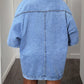 Oversized light-wash denim jacket with batwing short sleeves