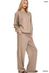 Zenana Scuba Crewneck Sweatshirt and Pants Set Cocoa - DAVERRI FASHIONS