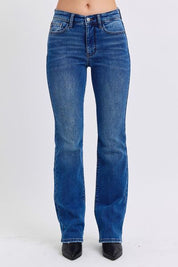 Judy Blue Full Size Run Mid-Rise Bootcut Jeans with Thermal Lining Dark Jeans