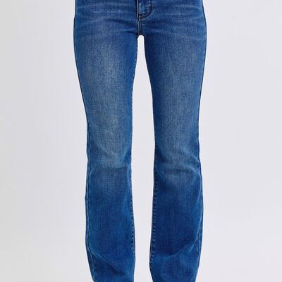 Judy Blue Full Size Run Mid-Rise Bootcut Jeans with Thermal Lining Dark Jeans