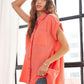 ADORA Raw Hem Collared Neck Button Down Shirt