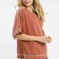 Umgee Linen Blend Scallop Trim Top - DAVERRI FASHIONS
