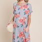 BOMBOM Floral Round Neck Short Tee Dress with Pockets