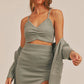 MABLE 3 Pieces Sweater Set with Crop Cami, Mini Skirt, Cardigan Skirt Sets
