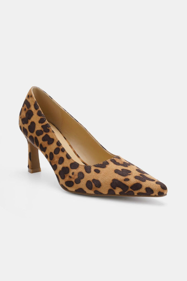 Beast Fashion Faux Suede Leopard Point Toe Pumps Footwear