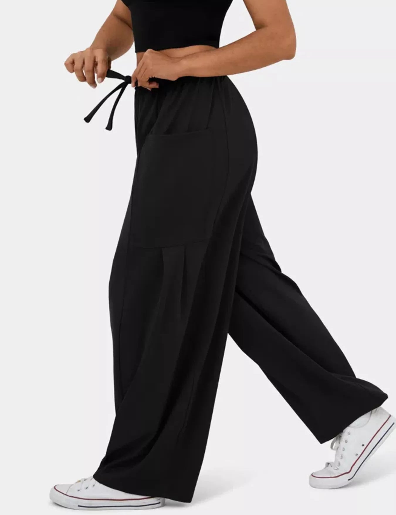 Drawstring Wide Leg Pants | Pants Daverri Fashions