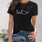 SMILE Round Neck Short Sleeve T-Shirt - DAVERRI FASHIONS