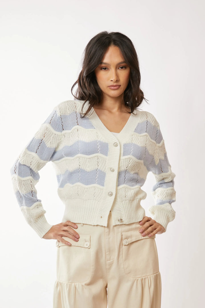 Davi & Dani Button Up Front V Neckline Cardigan Sweater Cardigans