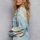 POL Printed Woven Mix Raw Hem Jacket with Lace Detail Shackets