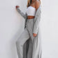 Open Front Long Sleeve Cardigan and Pants Lounge Set - DAVERRI FASHIONS